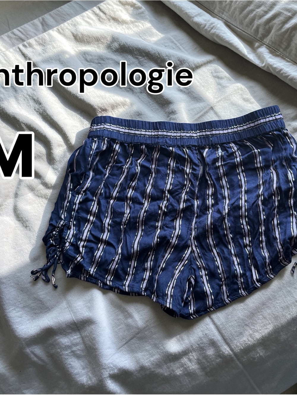 Anthropologie Navy and White Striped Pajama Shorts